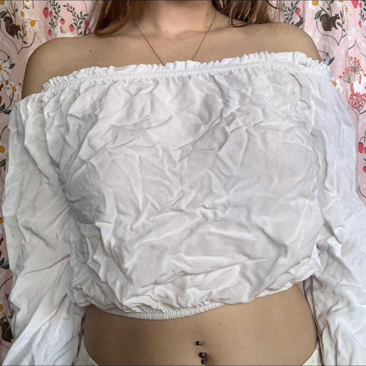 Brandy Melville off the shoulder white top!! Super - Depop