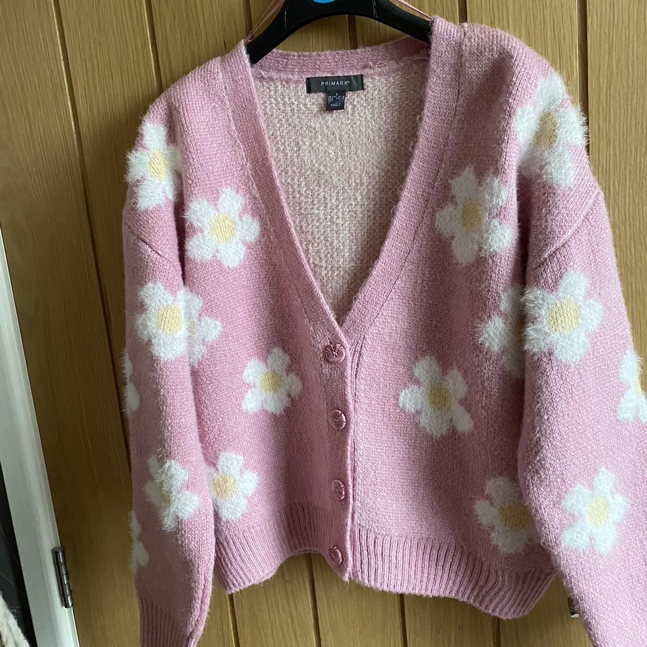 Primark pink flower cardigan. Size S but oversized... Depop