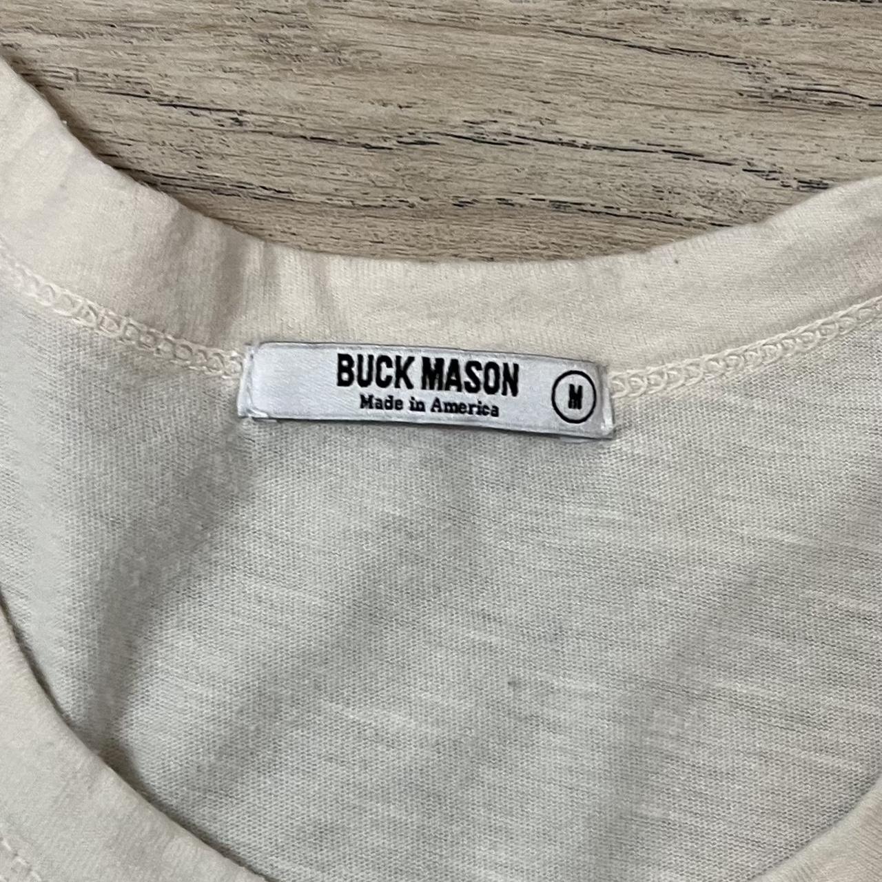 Buck Mason Men's Cream and White T-shirt | Depop