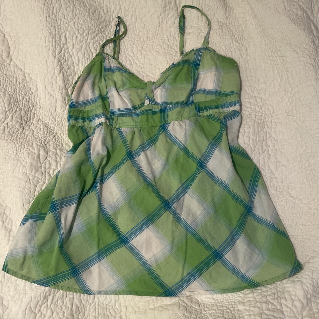 Plaid babydoll tank, blue, white, and green! It’s so... - Depop