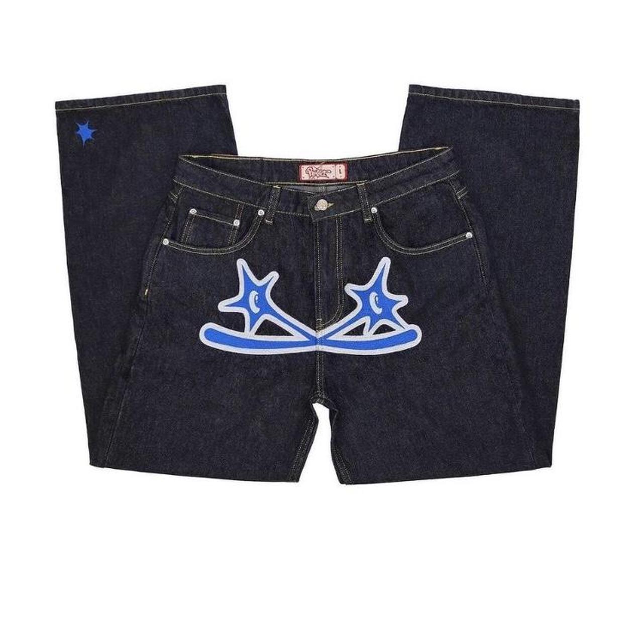 Men's Black and Blue Jeans Depop