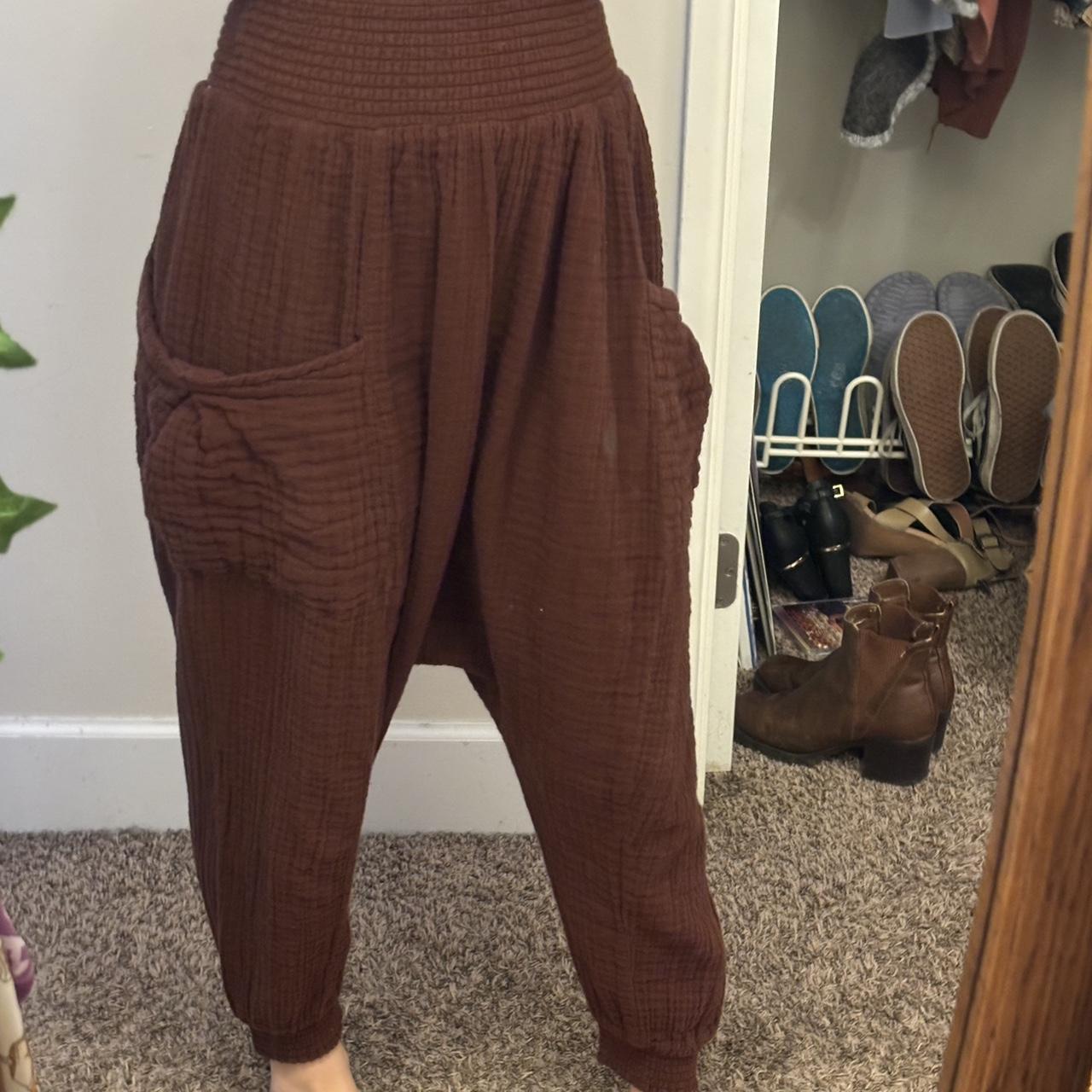 Free People Women's Brown and Burgundy Trousers (5)