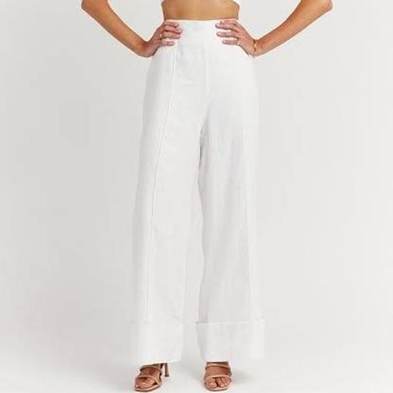 Dissh Cleo White Linen Pant (no longer sold on... - Depop