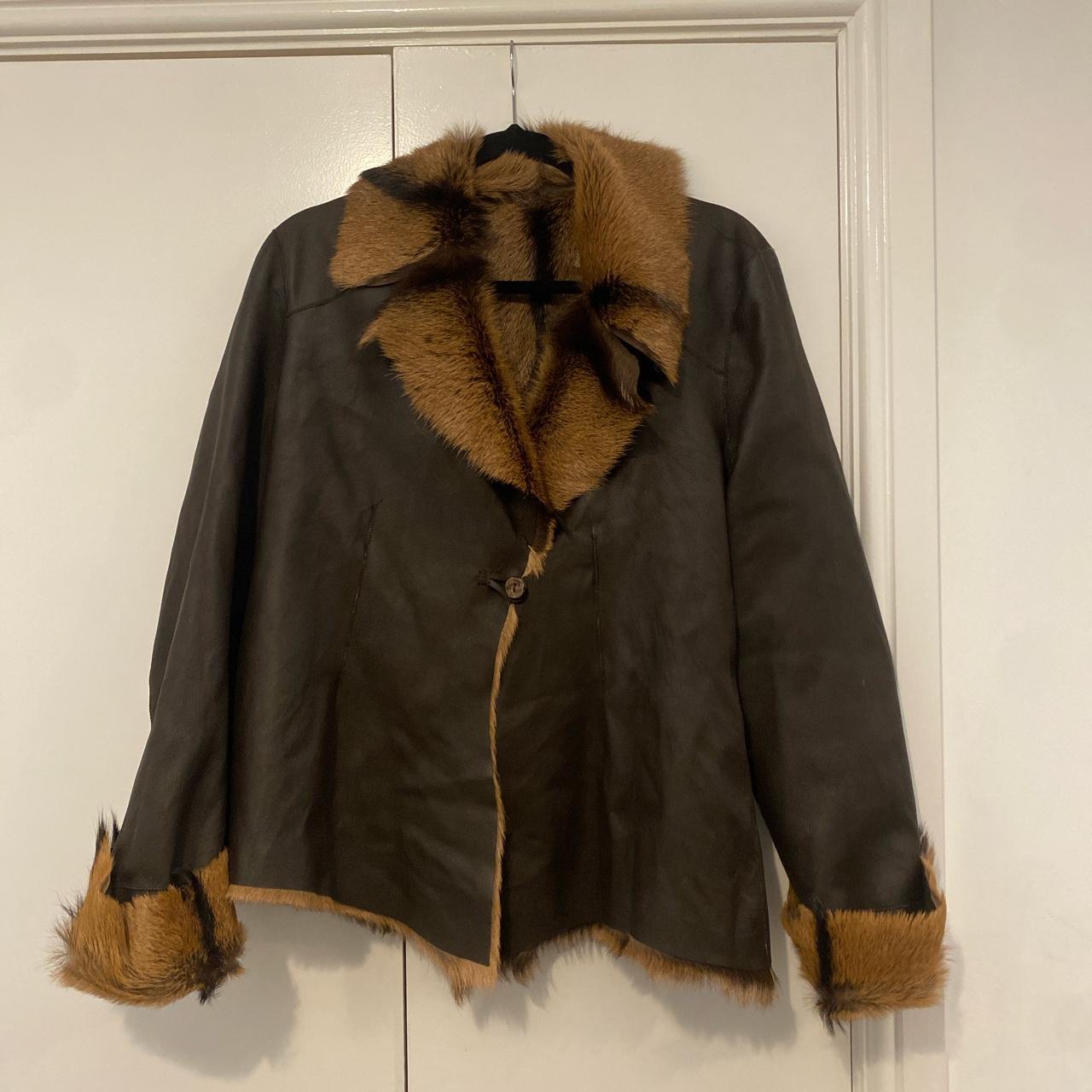 Vintage leather jacket🤎 Vintage fur lined brown... Depop