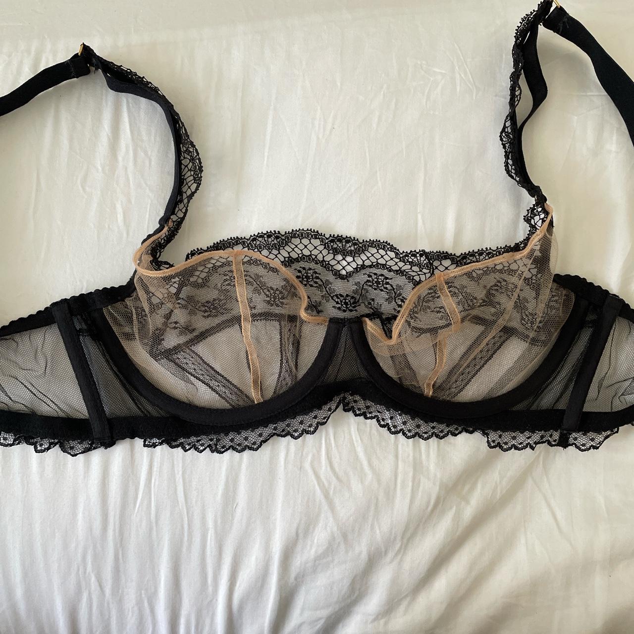 Agent Provocateur Women's Black and Tan Bra | Depop