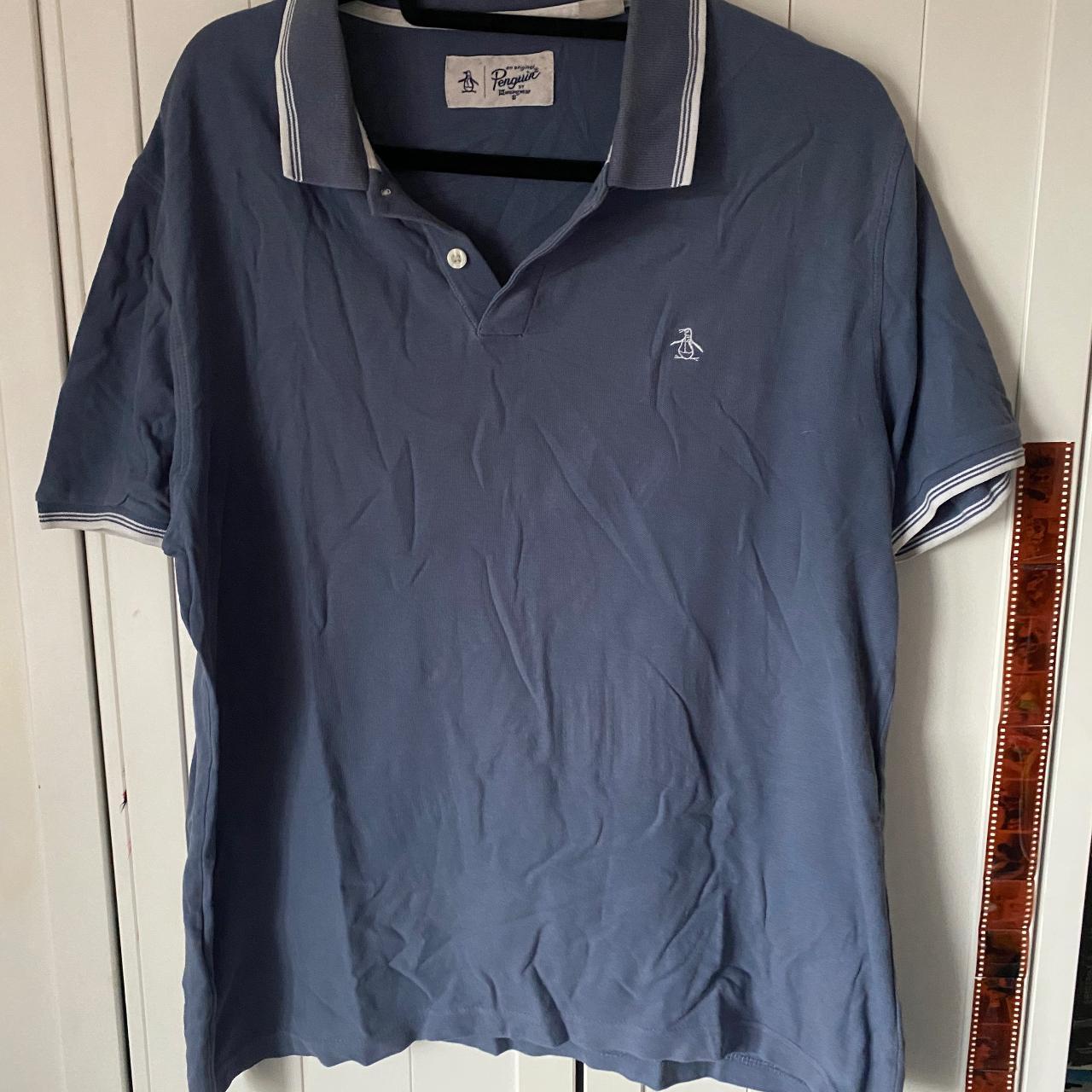 Original Penguin blue polo shirt with embroidered logo - Depop