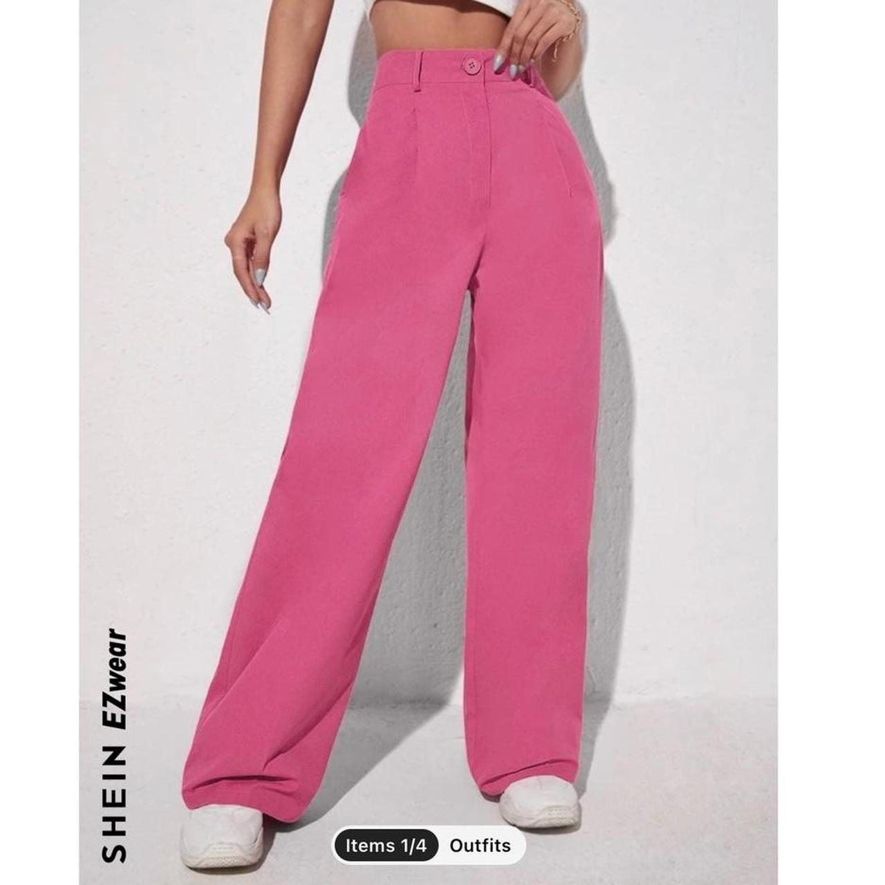 Pink wide leg trousers ~ size small ~ Shein... - Depop