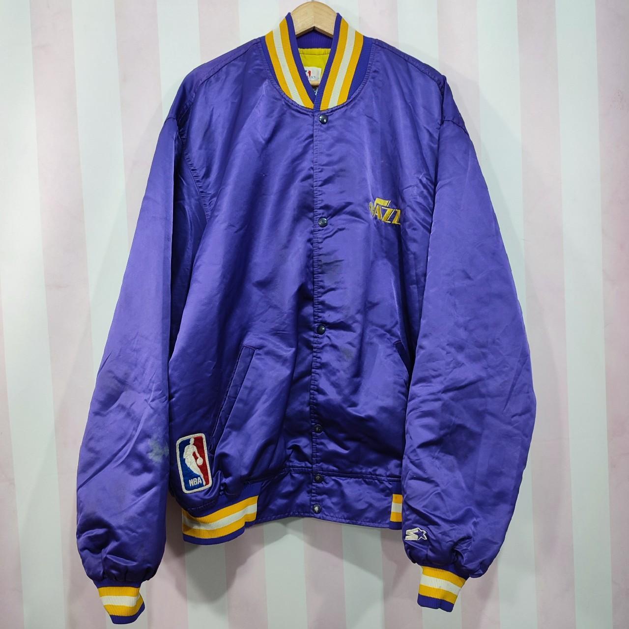 Vintage starter NBA Utah Jazz satin varsity jacket... - Depop