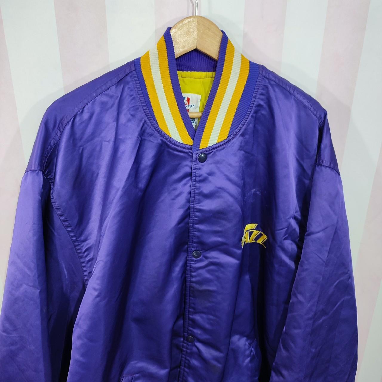 Vintage starter NBA Utah Jazz satin varsity jacket... - Depop