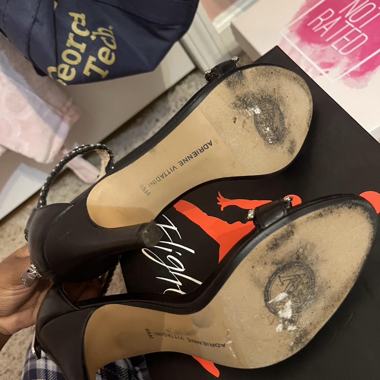 Adrienne Vittadini Black Leather Heels Size 9.5 - Depop