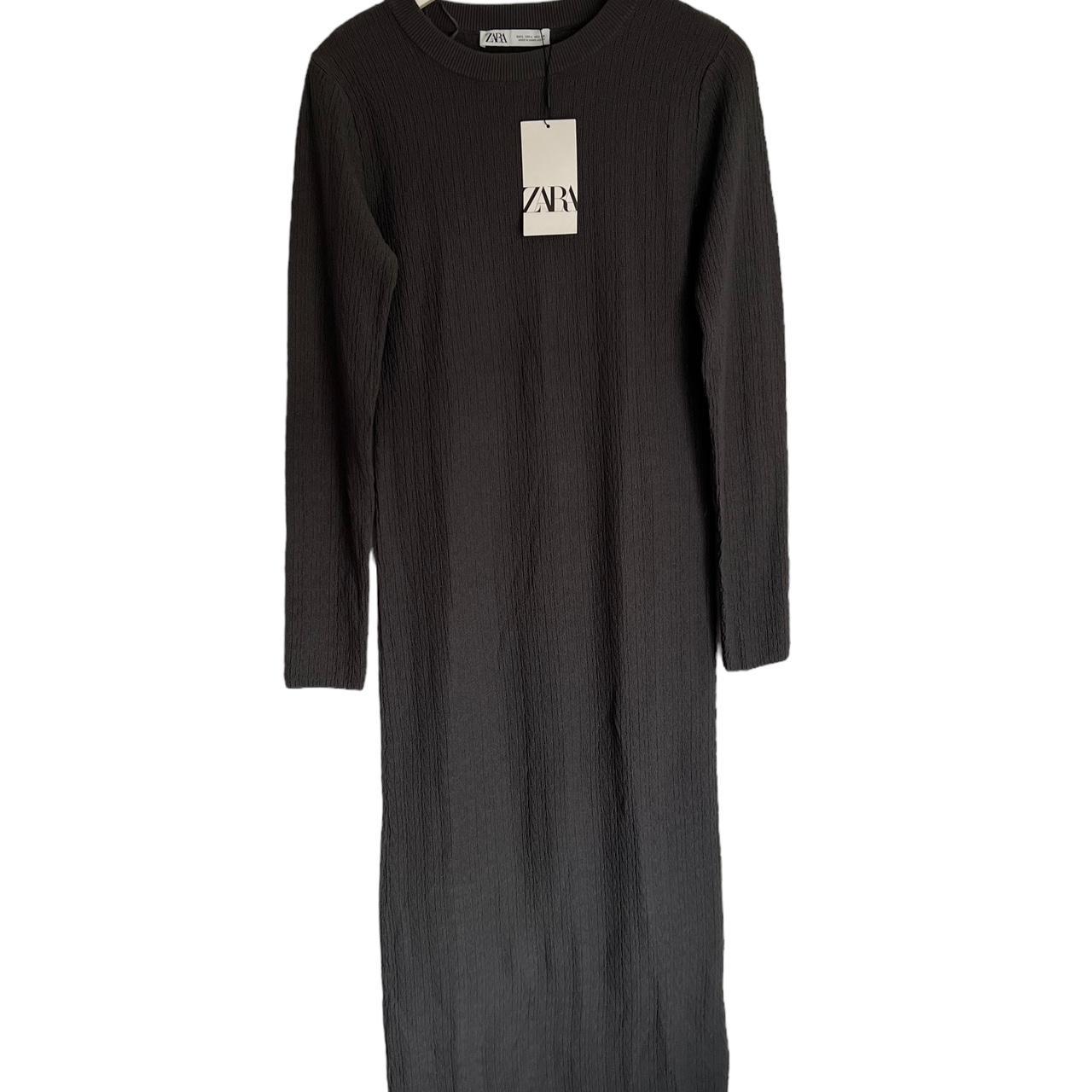 Zara Textured Long Sleeve Midi Dress Bodycon NWT Depop