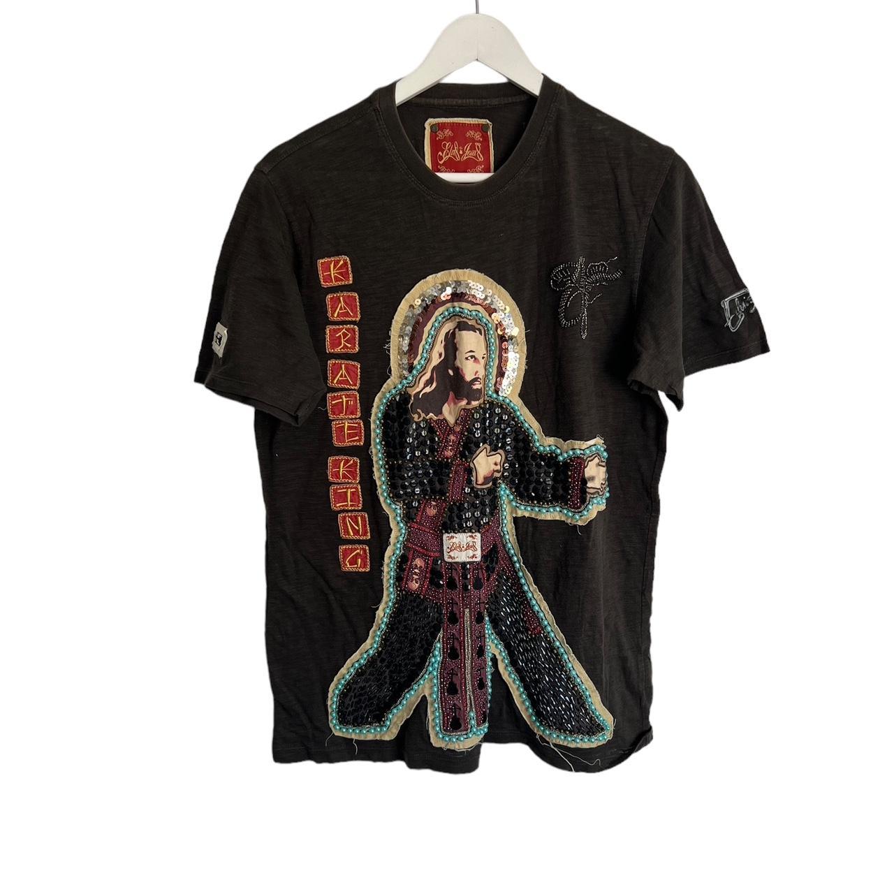 Elvis Jesus Designer Cotton T Shirt Sequin Beaded