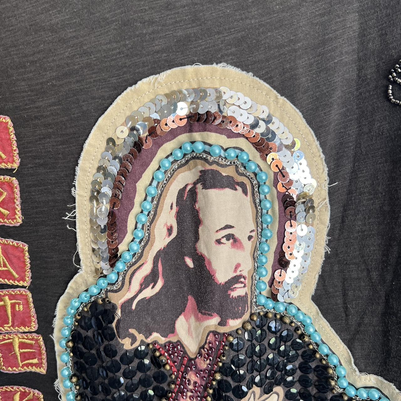 Elvis + Jesus Designer Cotton T Shirt Sequin Beaded | Depop