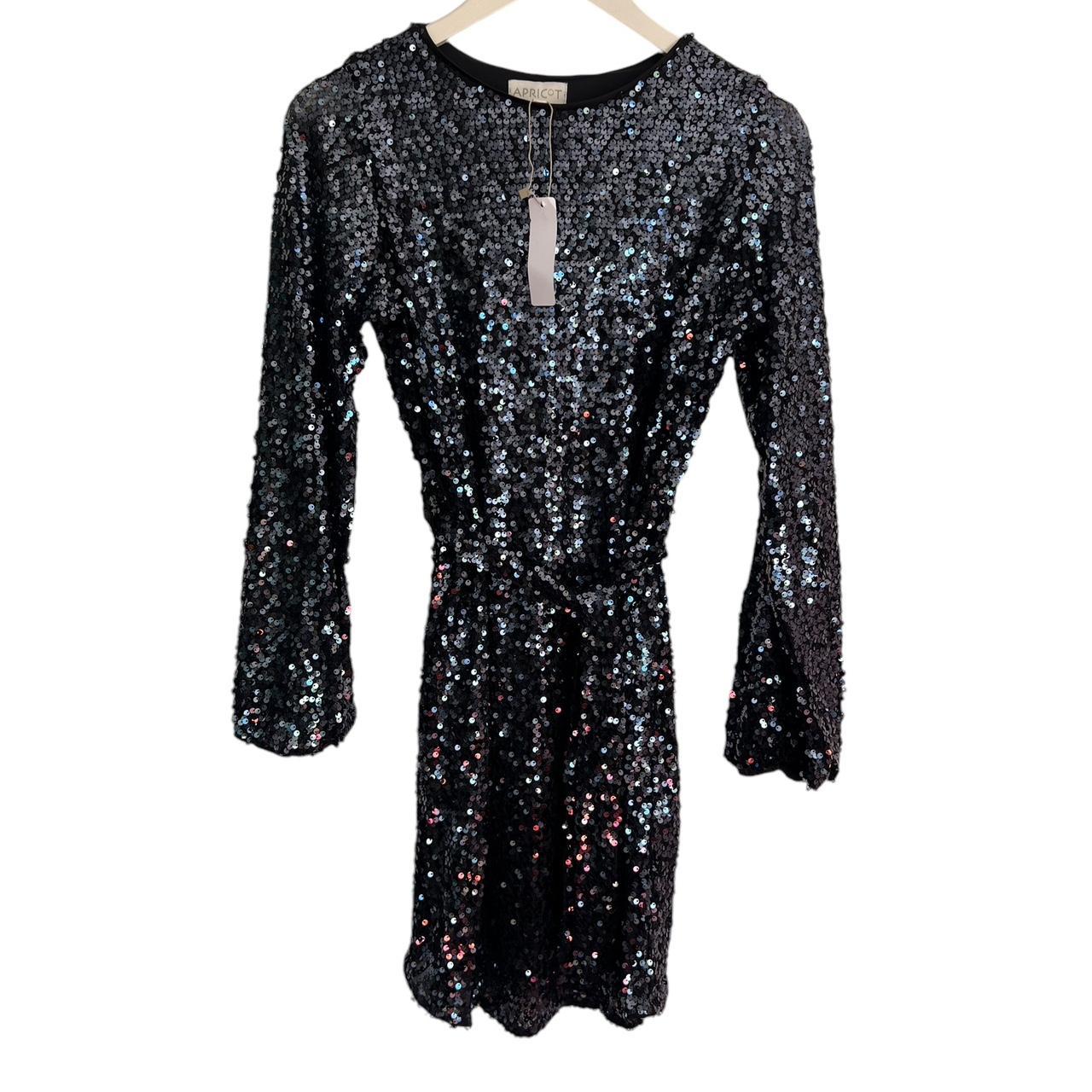 Apricot NWT Blue Sequin Long Sleeve Tie Waist Depop