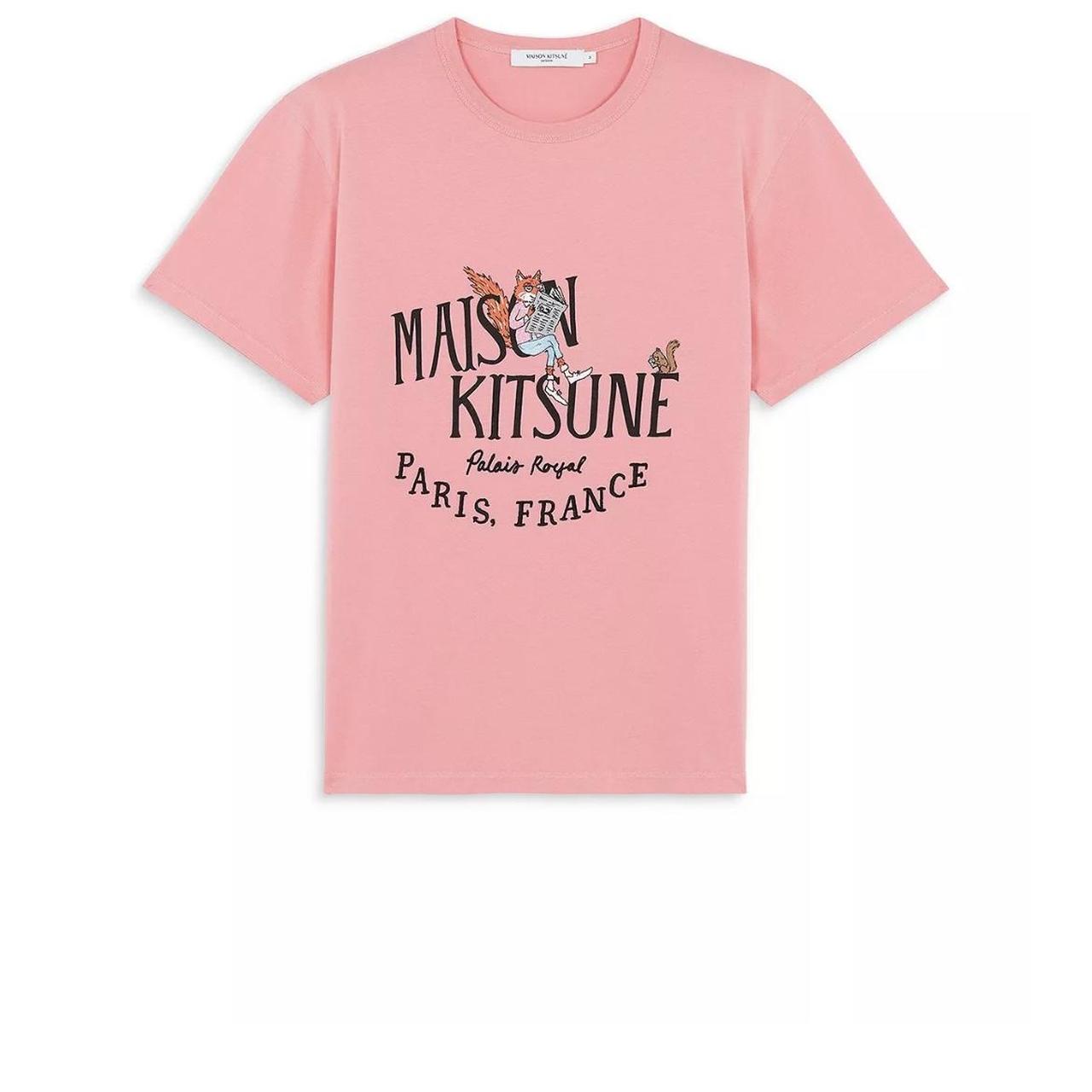 Maison Kitsuné Men's Pink T-shirt | Depop