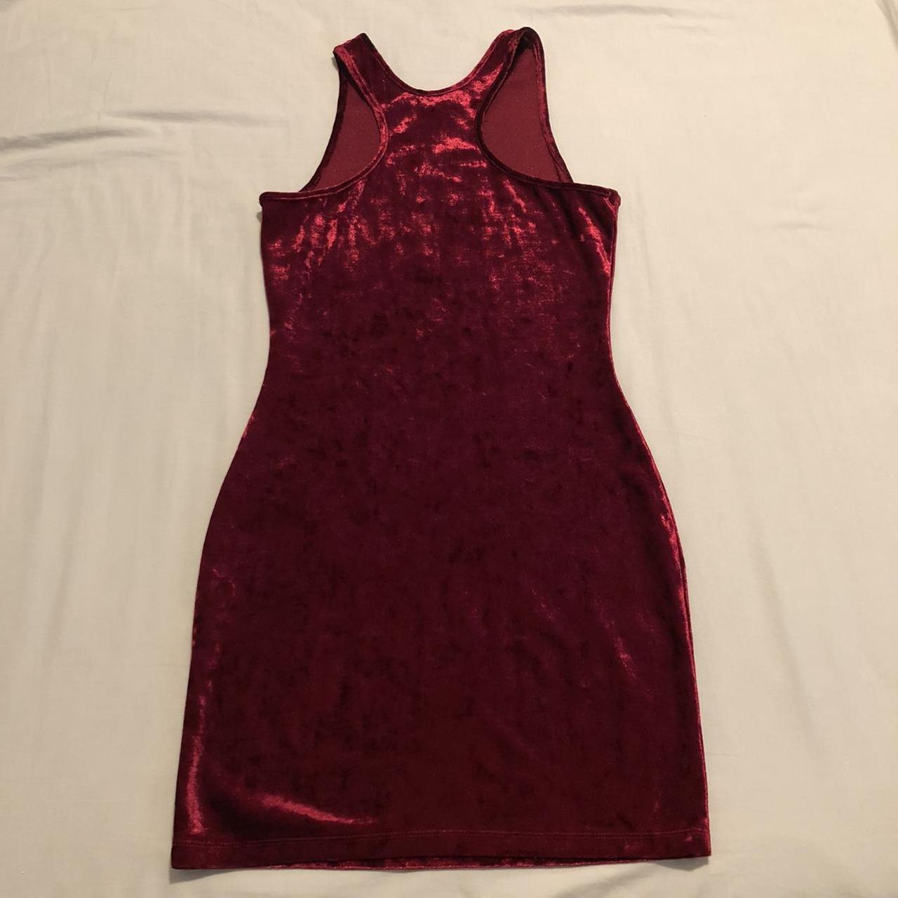 Red velvet velour mini bodycon dress from forever 21... - Depop