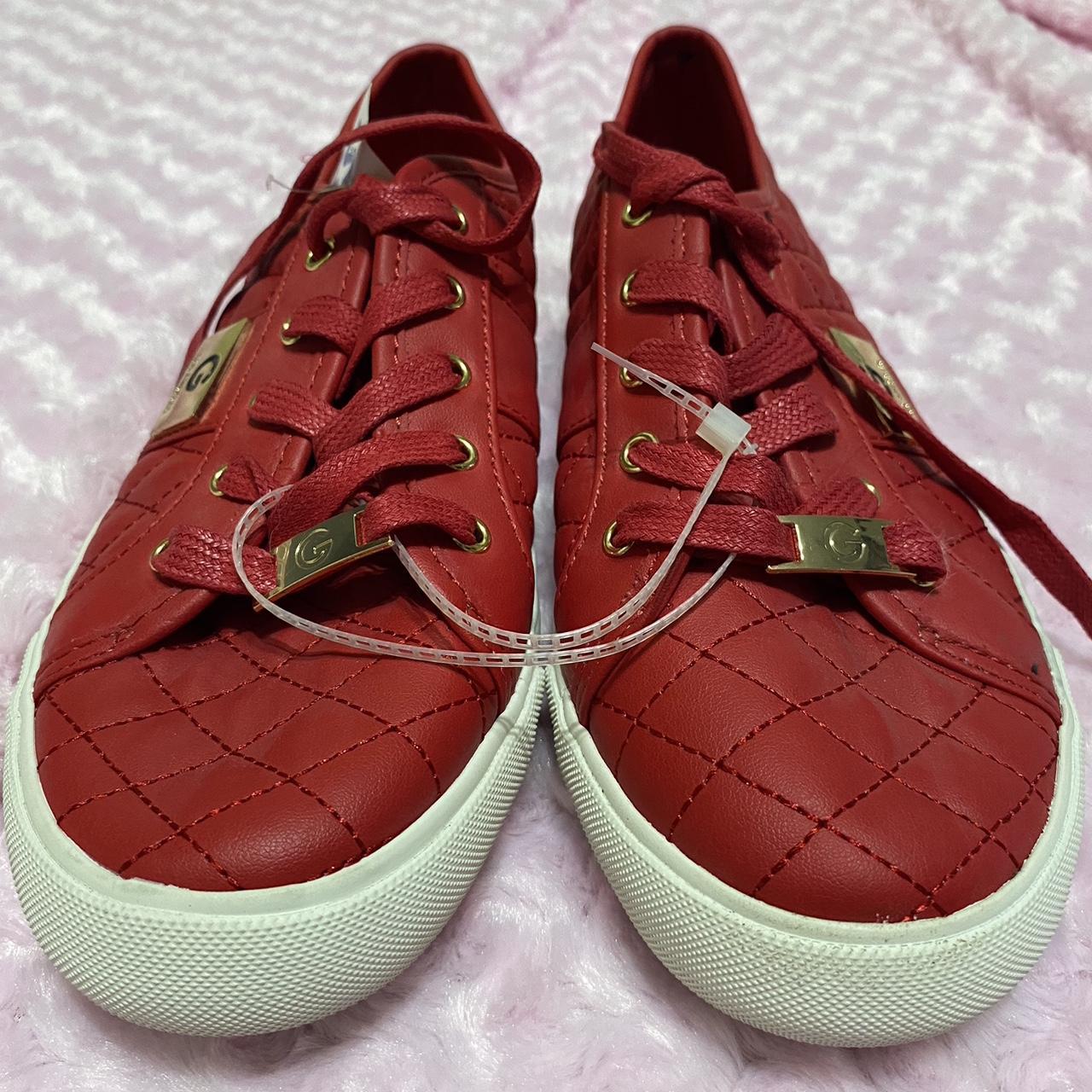 Guess leather Sneakers Brand new Red quilted with. Depop