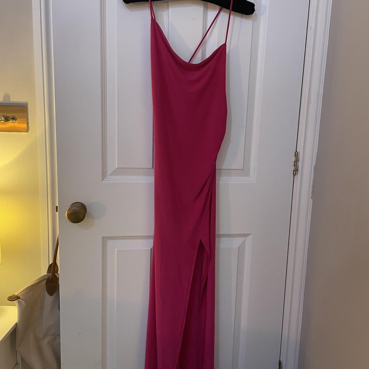 asos pink backless dress