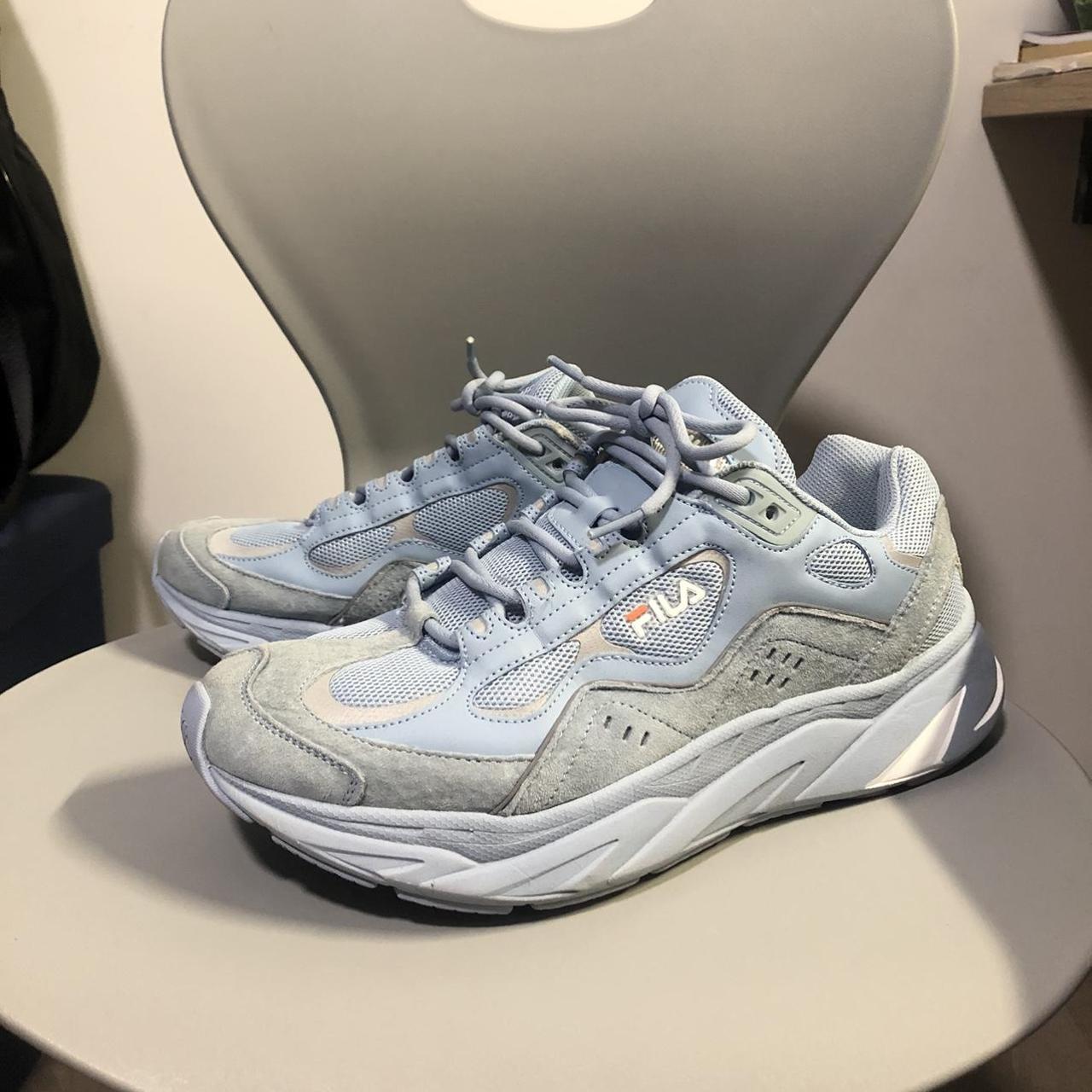 { FILA BABY BLUE TRAINERS } 🔎 8/10 condition 👾... - Depop