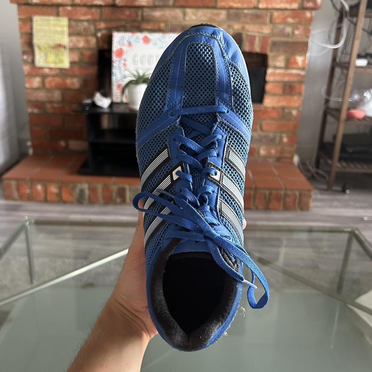 { ADIDAS BLUE RUNNING TRAINERS } 🔎 7/10 condition 👾... - Depop