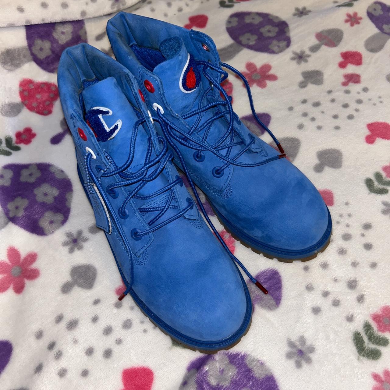 blue champion x timberland only worn a Depop