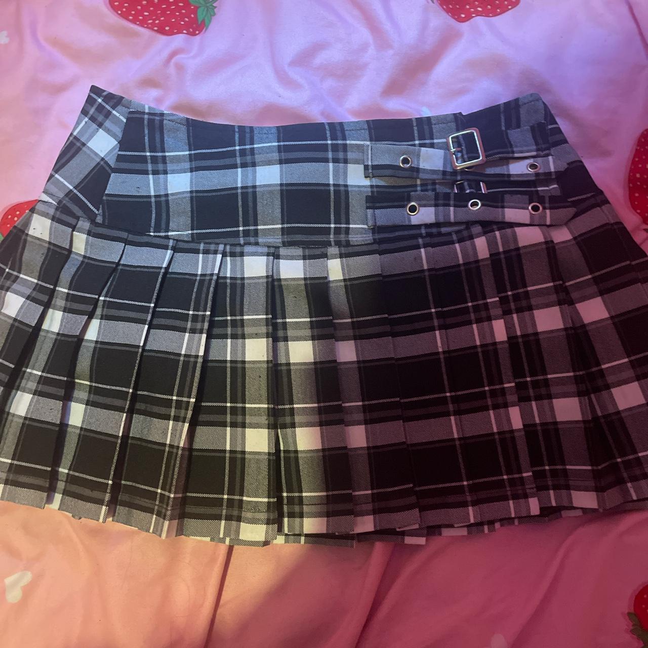 Black And White Plaid Pleated Skirt 8005