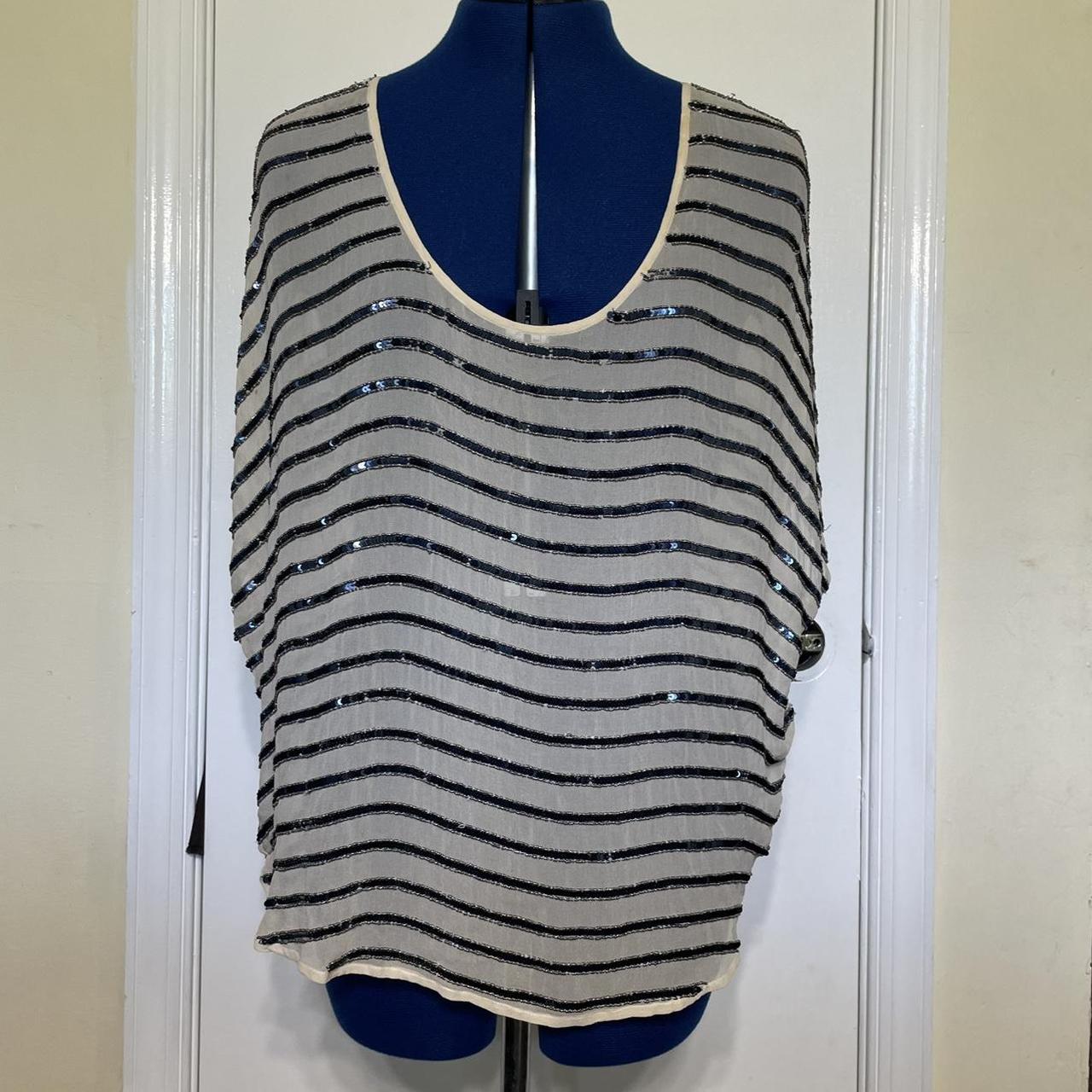 Joie Silk Sequin Striped Top Size L 100 Silk Fabric. Depop