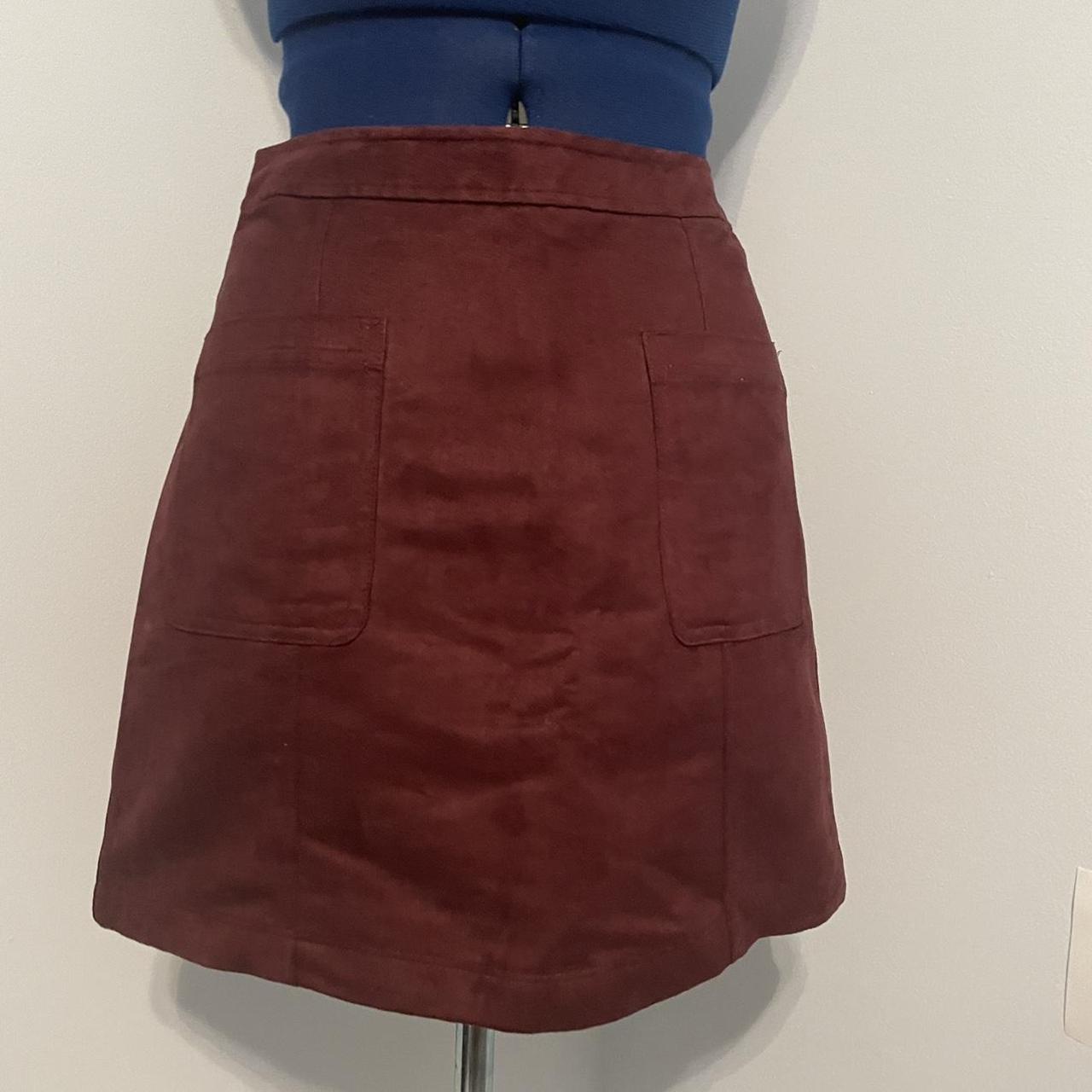 Burgundy Fabric Suede Mini Skirt Size 0 Old. Depop