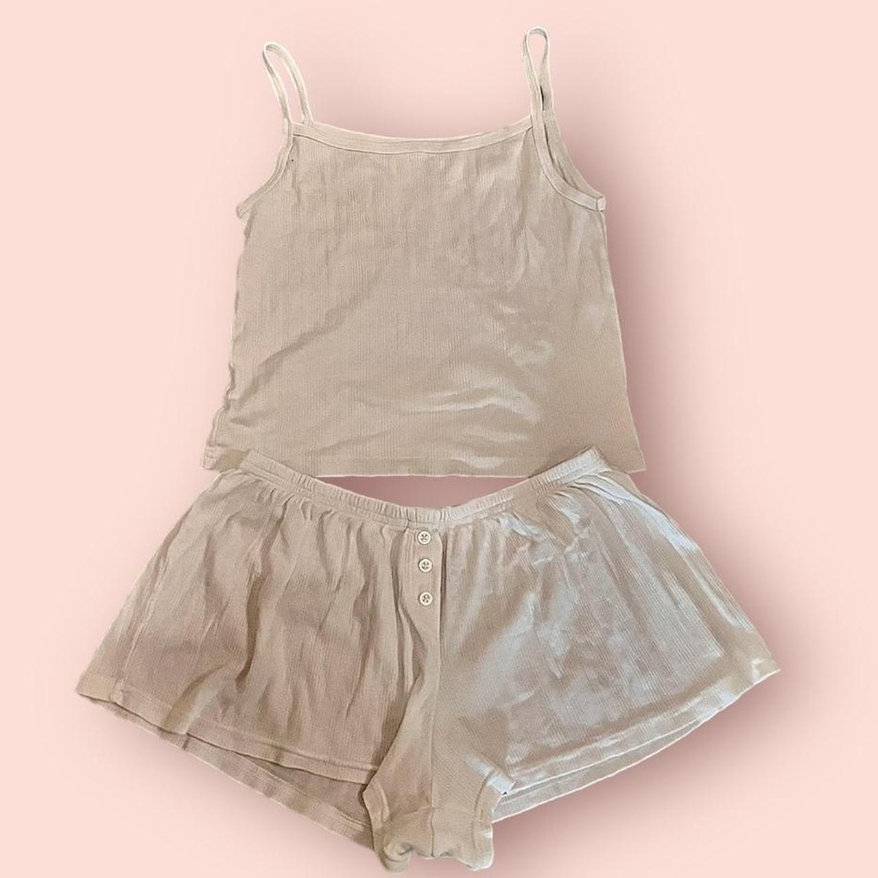 Brandy Melville pyjama set white ribbed Brandy set... Depop