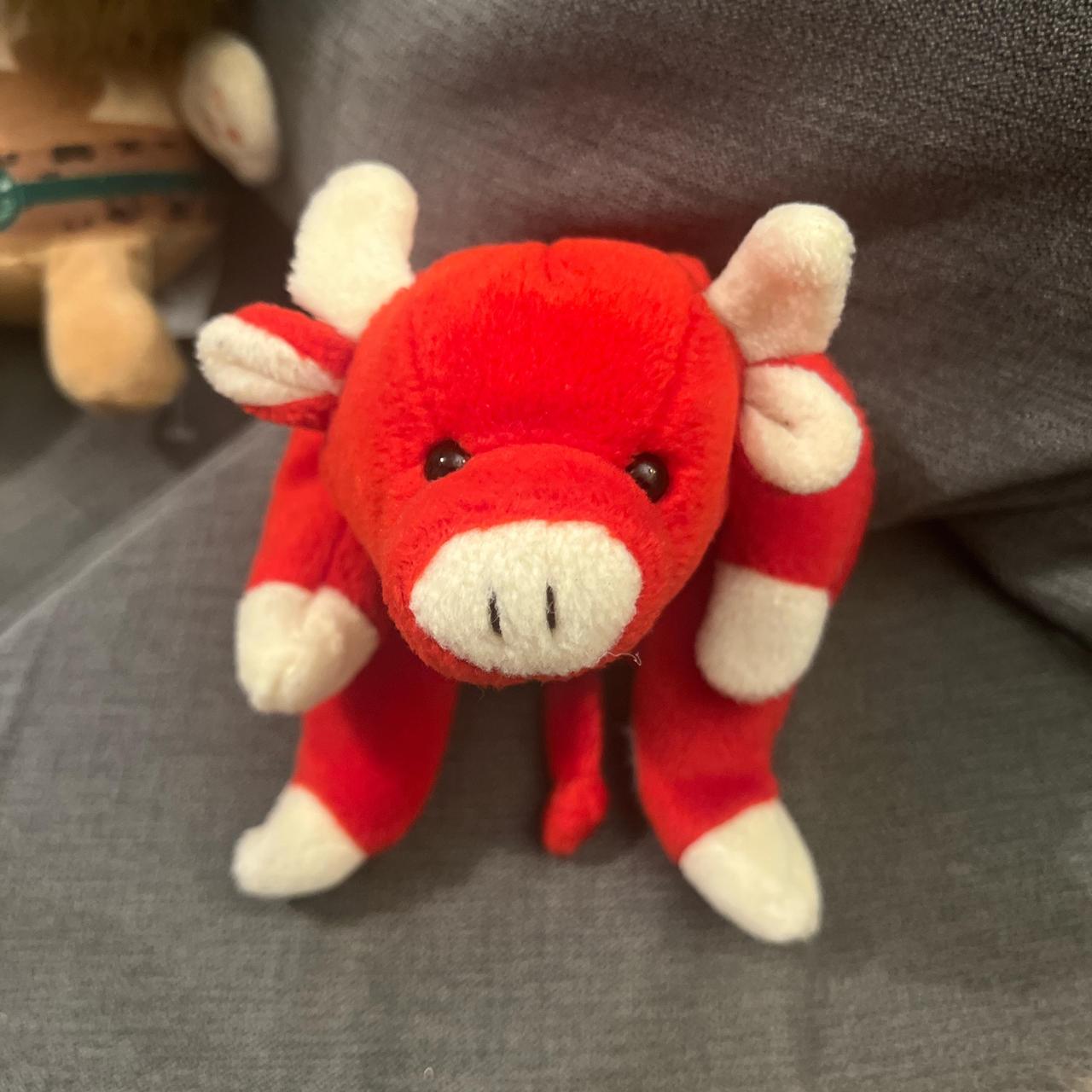 Ty original “Snort” red cow/ bull beanie 🐮 Great | Depop