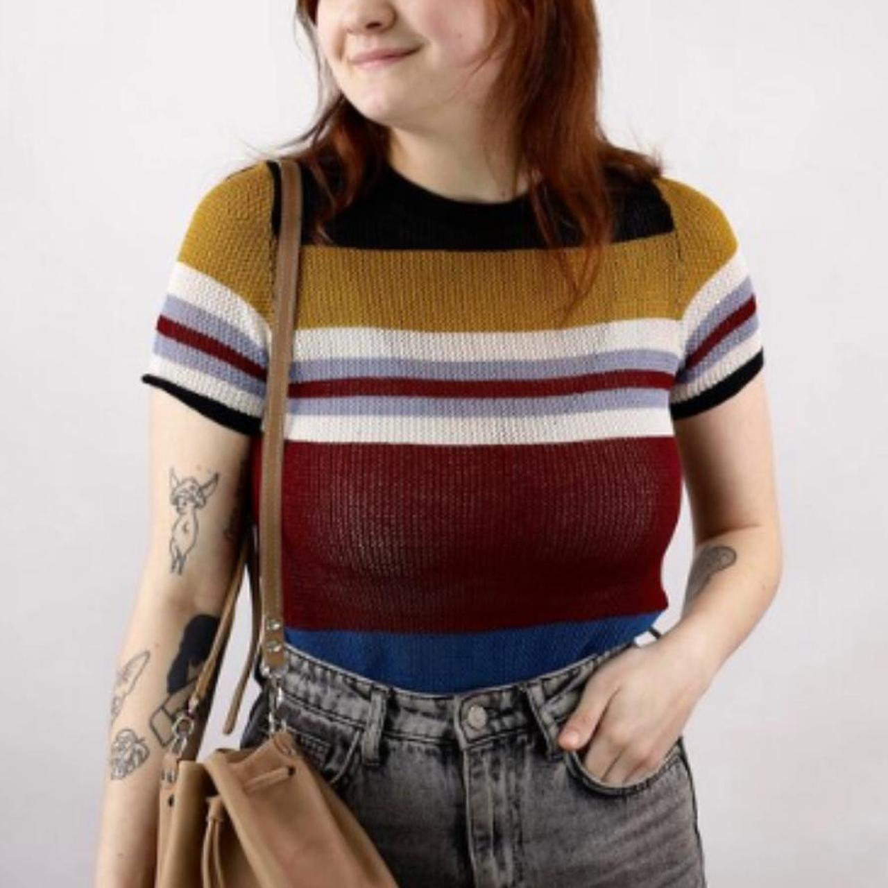 Zara Trafaluc Women's Mesh Netted Knit Top T-Shirt Depop