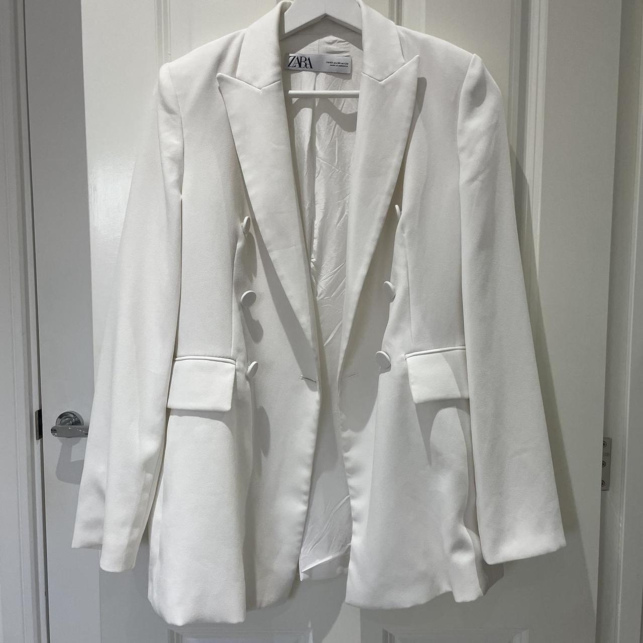 Zara Women's White Tailored-jackets | Depop