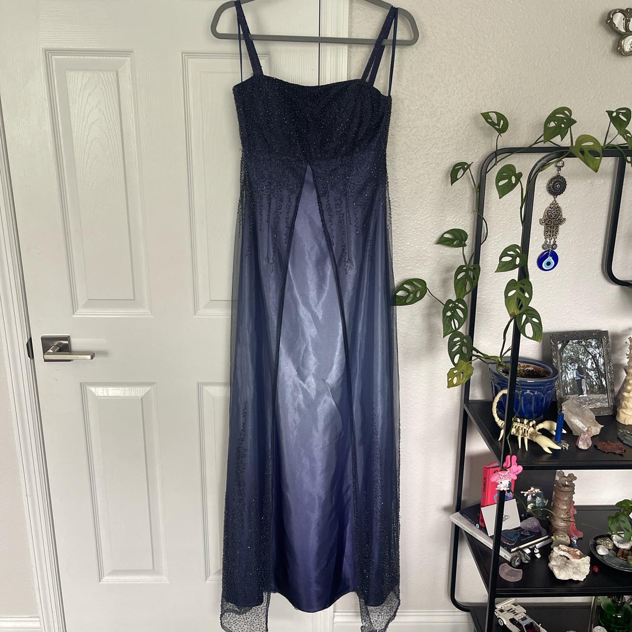 Beautiful vintage beaded blue icy prom homecoming... - Depop