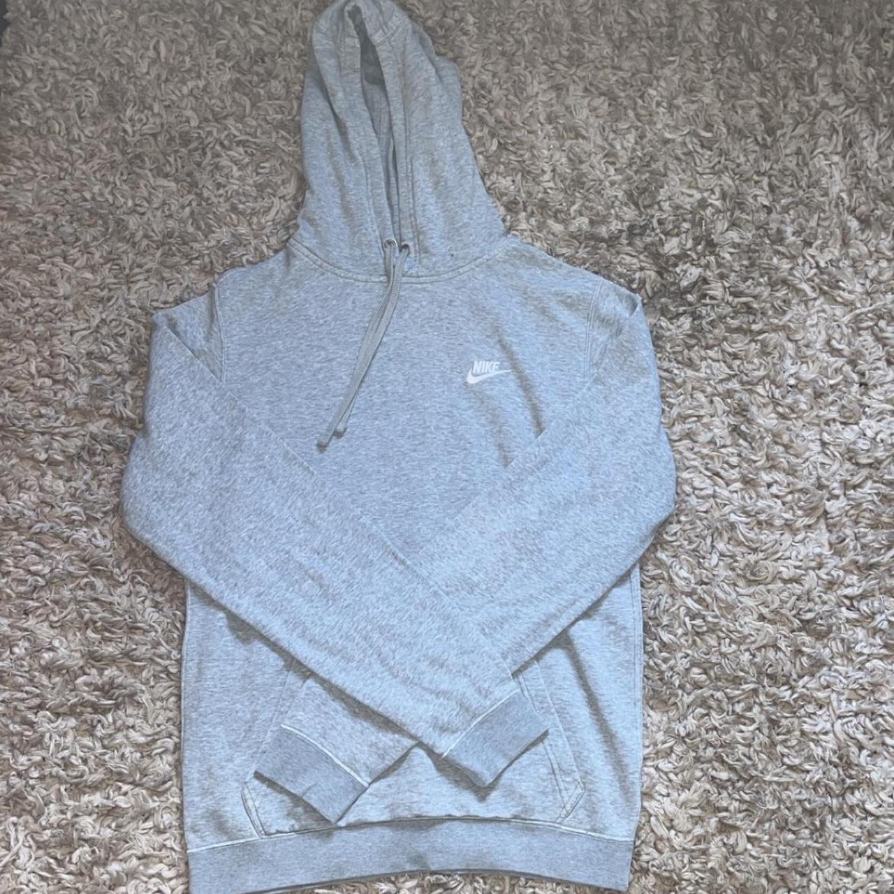 Nike grey, small tick, pullover hoodie Men’s size... - Depop