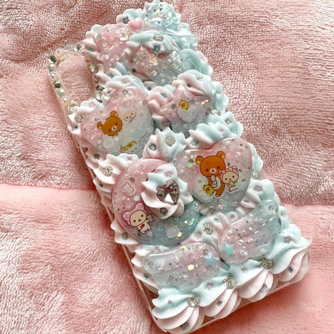 Pink Rilakkuma  DIY Decoden Handmade Custom Cream Phone Case for