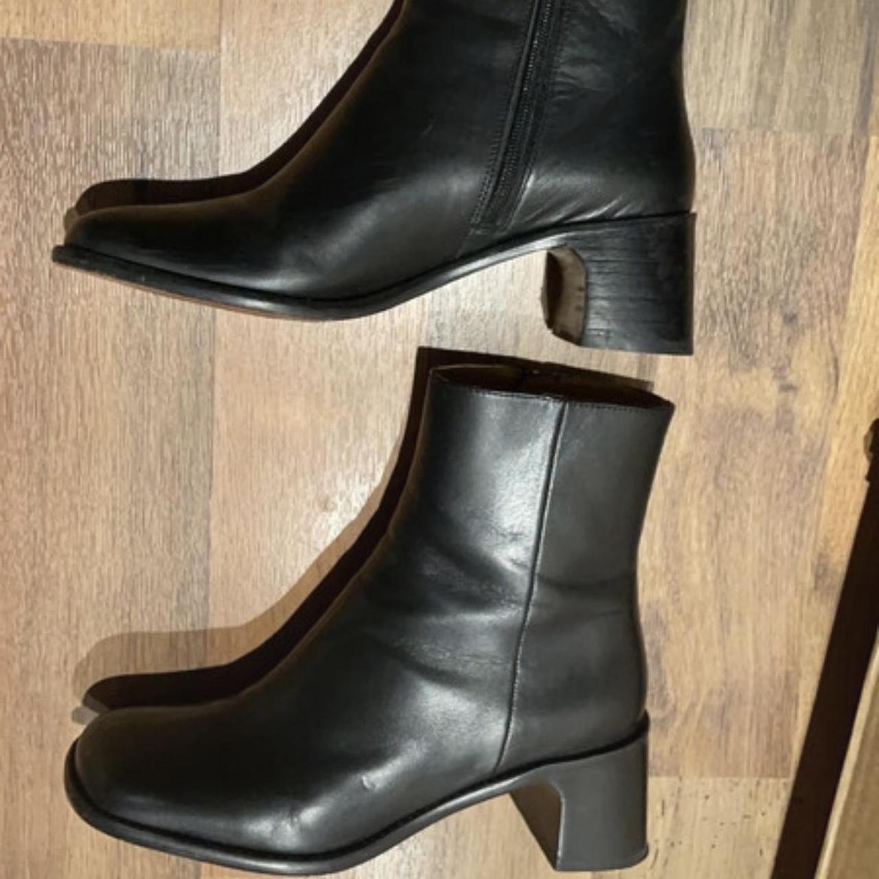 By Far Jeanne black square toe leather ankle boots