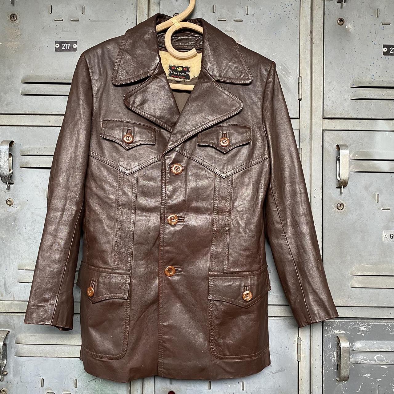 Leather Safari jacket. 70s baby! Rare true vintage... - Depop