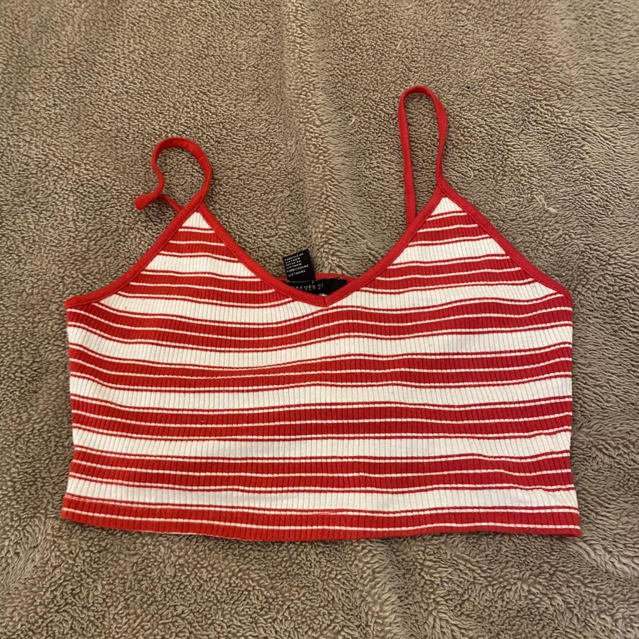 Forever 21 Women's Red and White Croptop Depop