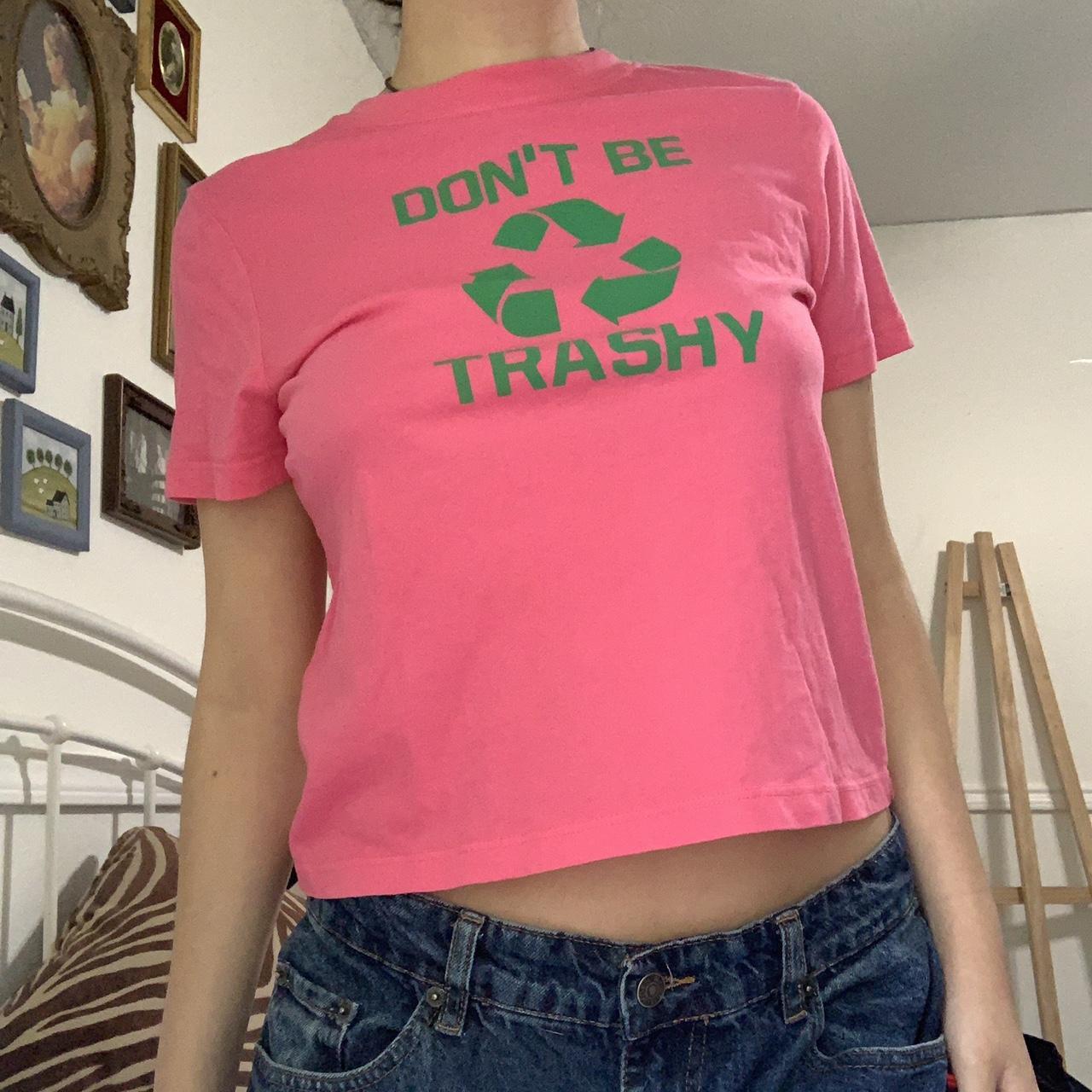 Women's Pink and Green Tshirt Depop
