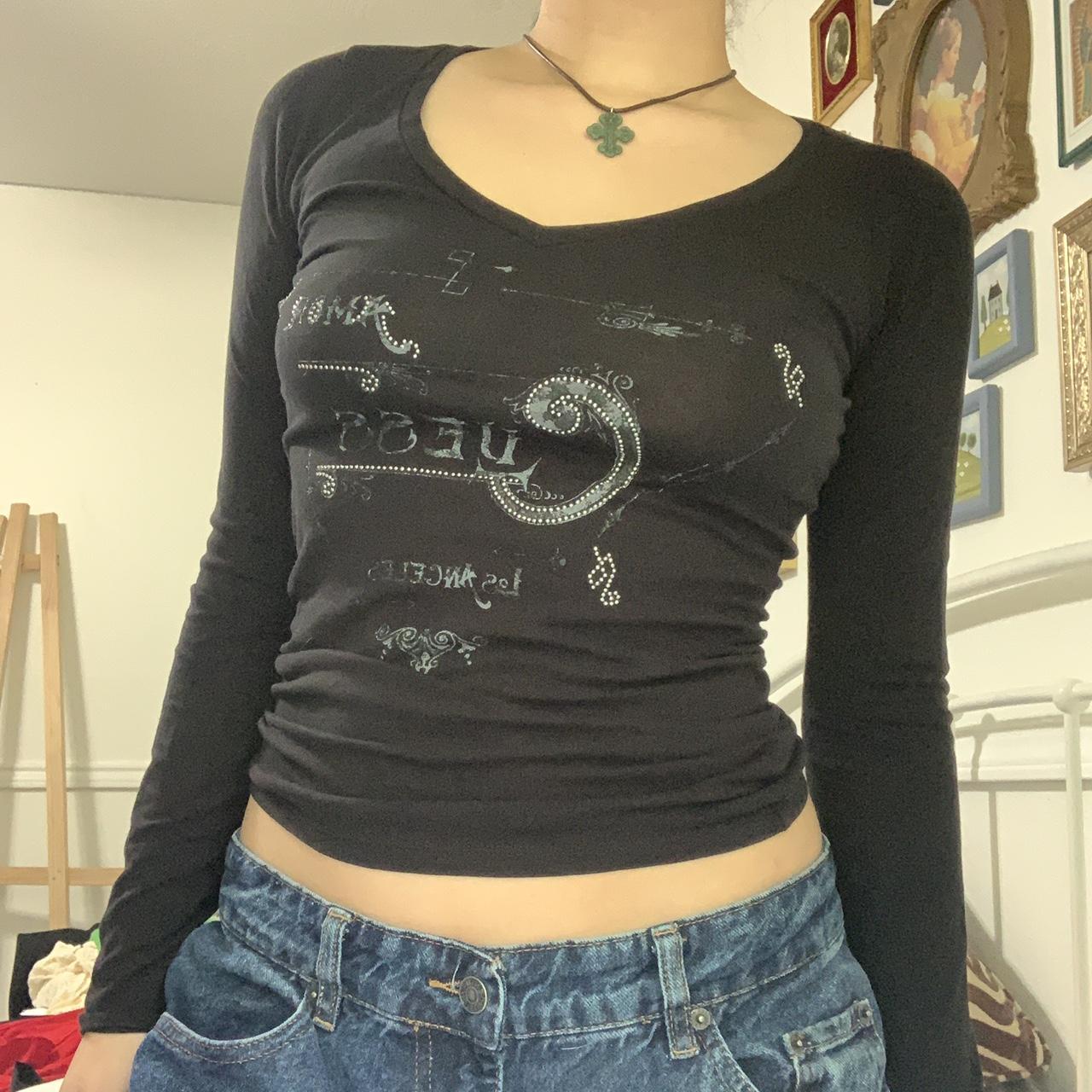 Guess Women's Black Crop-top | Depop