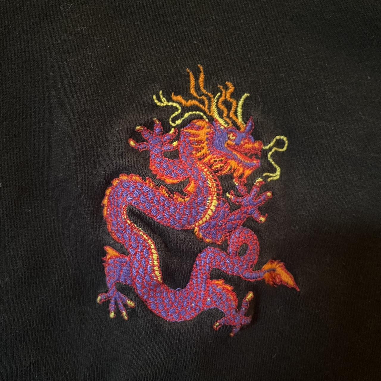 Black tee with purple dragon John Galt baby tee No... - Depop