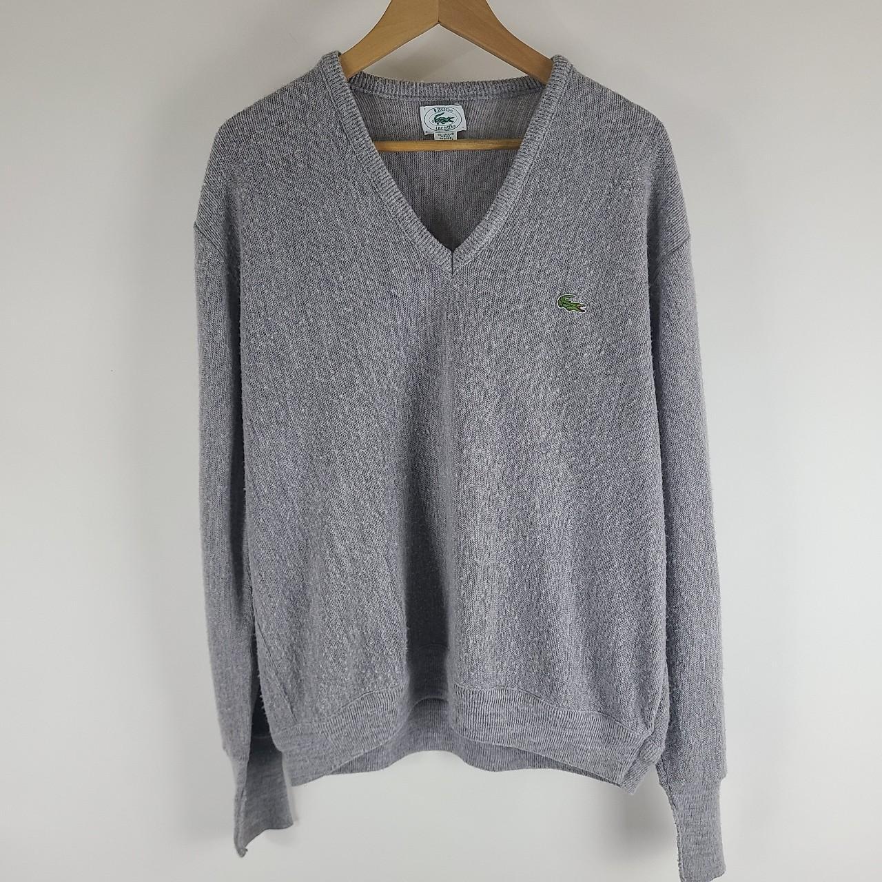 Lacoste Men's Grey and Green Jumper | Depop