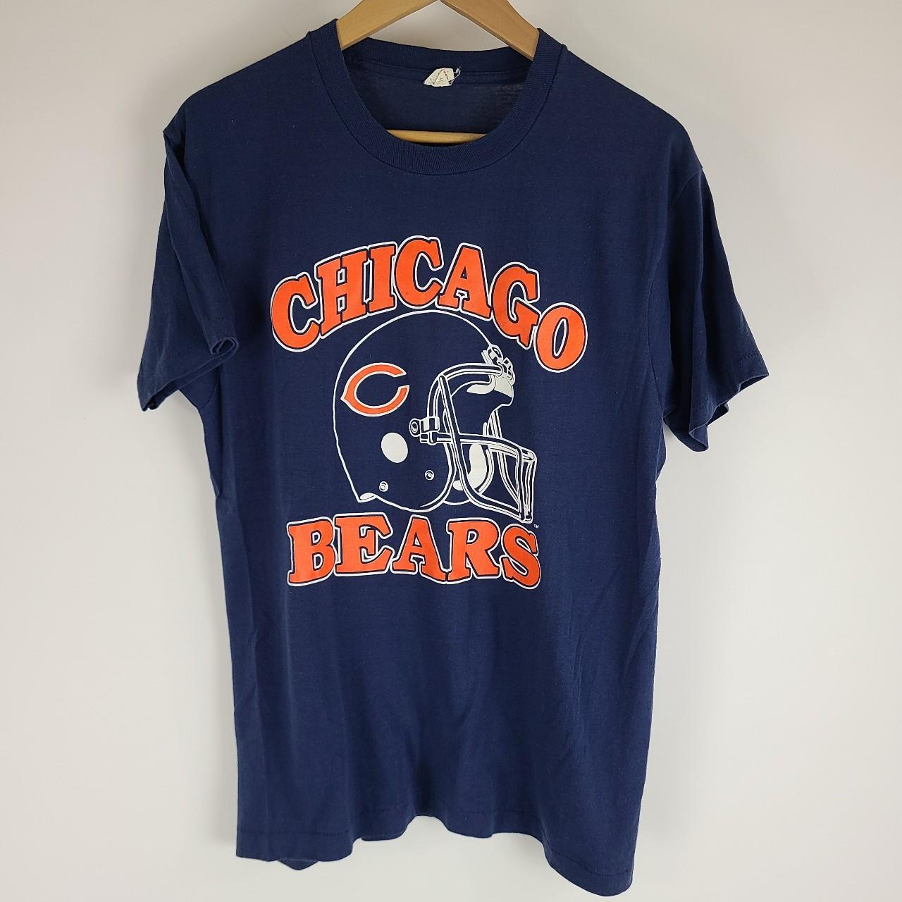 80's Chicago Bears Old School Spell Out Navy Jersey With 