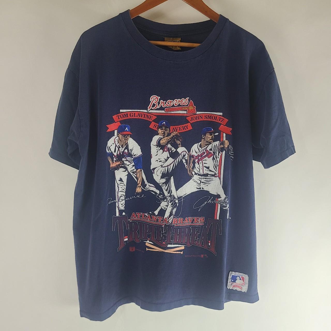 Vintage 90s Atlanta Braves shirt Size medium Good - Depop