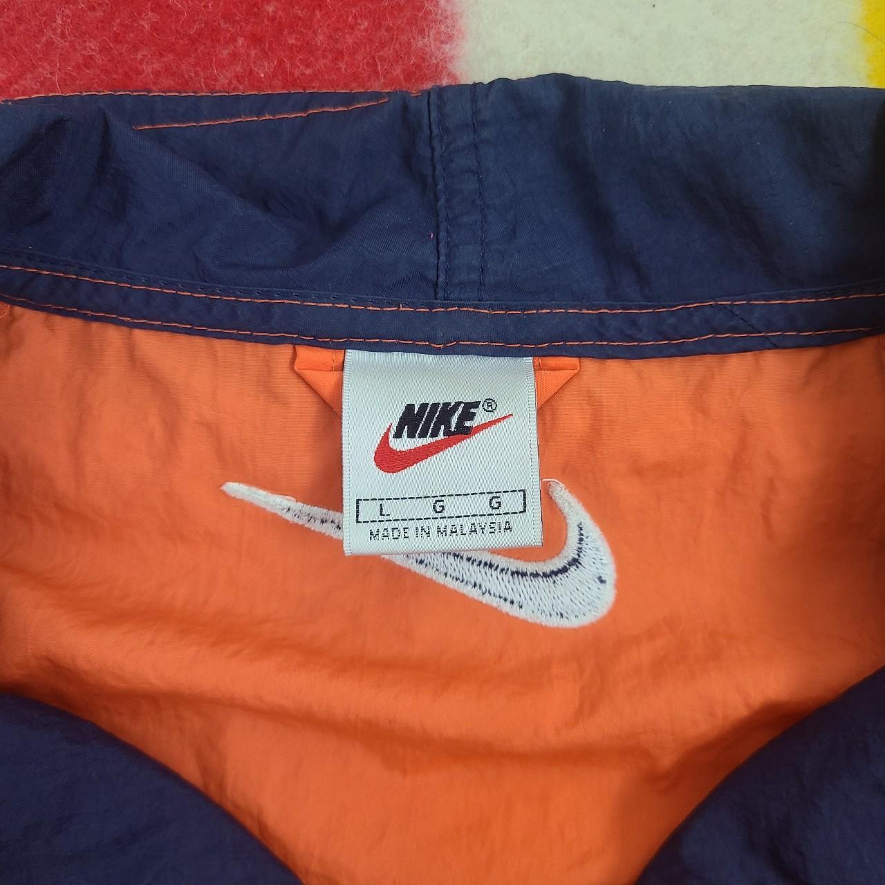 Vintage Nike Jacket Large Orange Navy 1/4 Zip | Depop