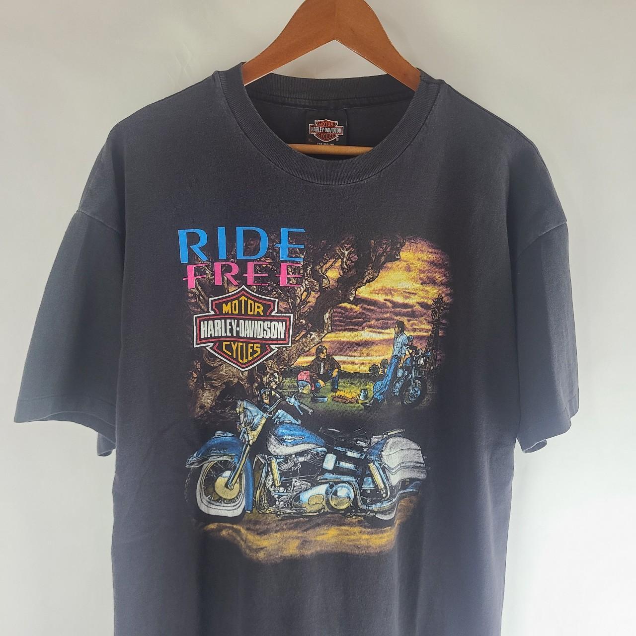 Vintage Late 80s Harley Davidson Ride Free Tee by RK... - Depop