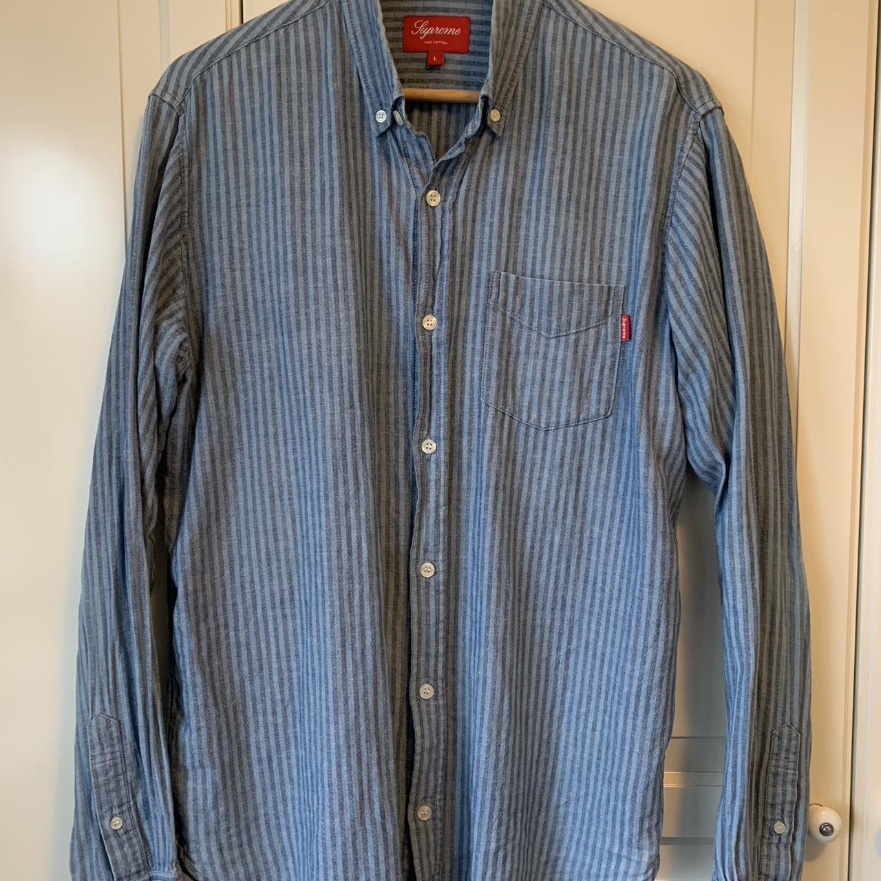 未使用 supreme stripe button up polo L