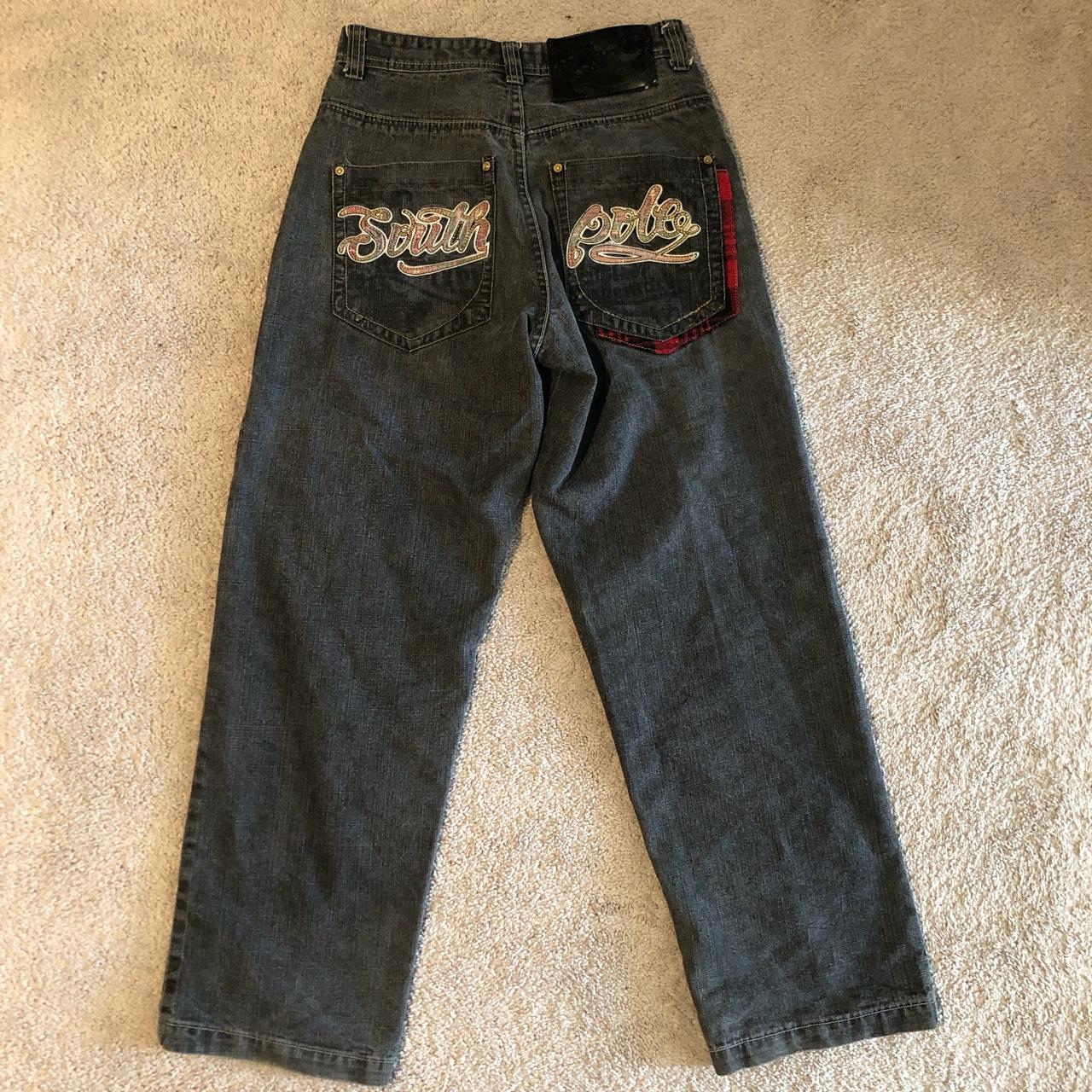 sick vintage southpole jeans. embroidered pockets... - Depop