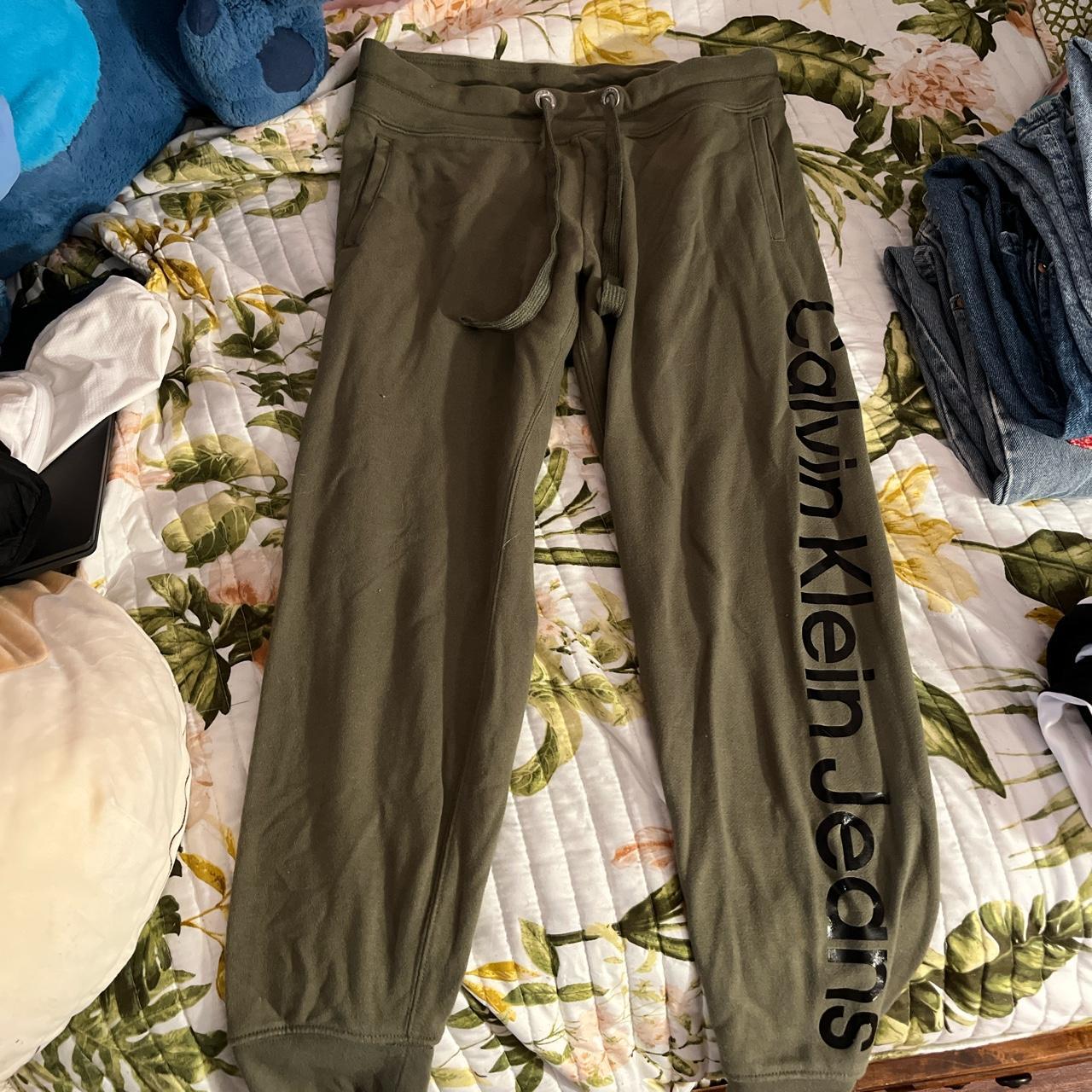 Calvin Klein Jeans Womens Green And Khaki Joggers Tracksuits Depop