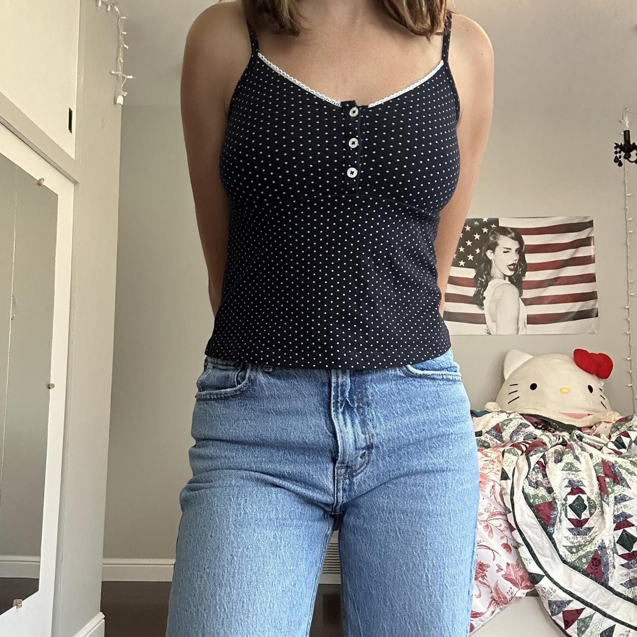 Brandy melville black and white polka dot Tiffany... Depop